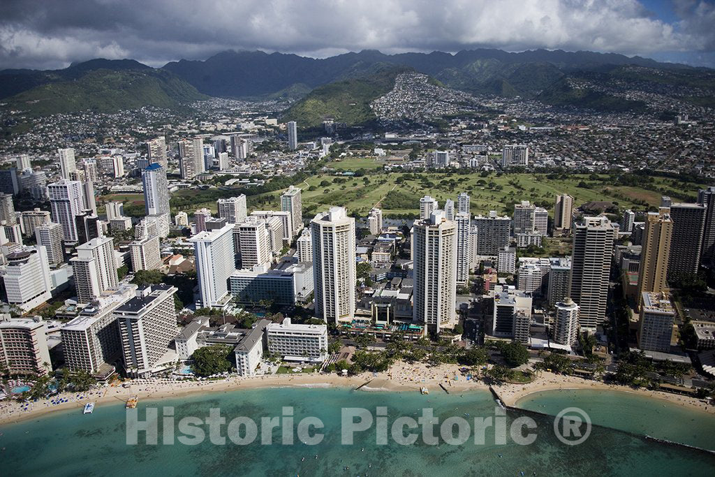 Honolulu, HI Photo - Waikiki Beach aerial, Oahu, Hawaii