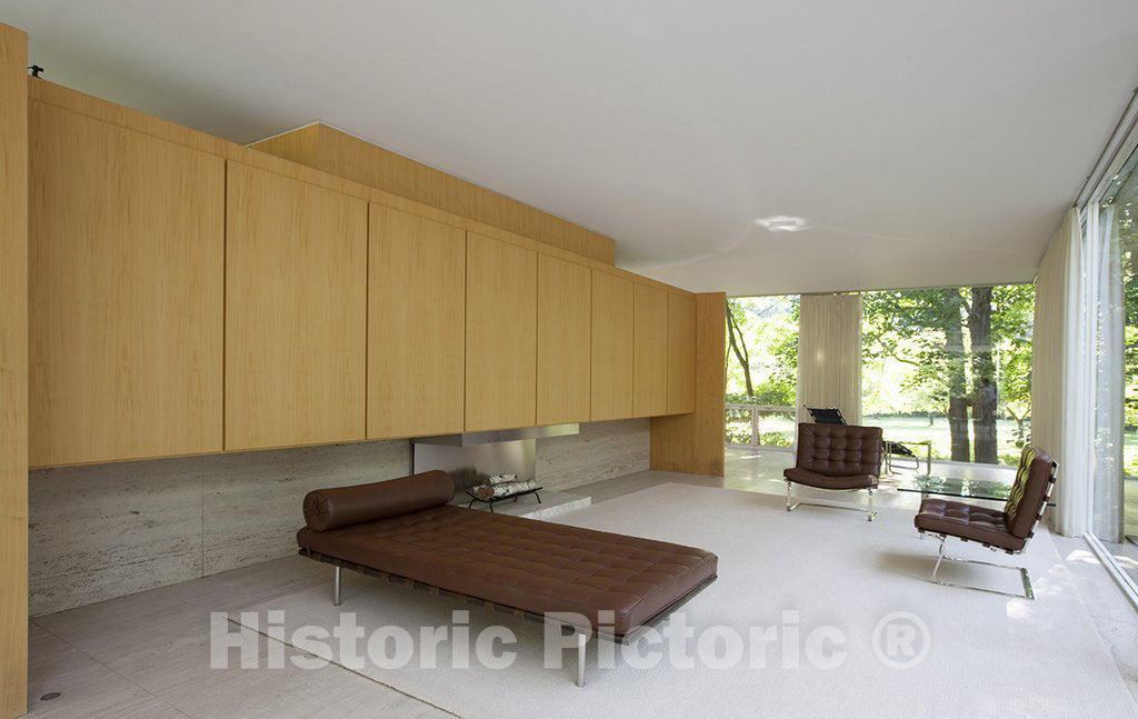 Plano, IL Photo - Interior View, Living Room, The Farnsworth House, Plano, Illinois