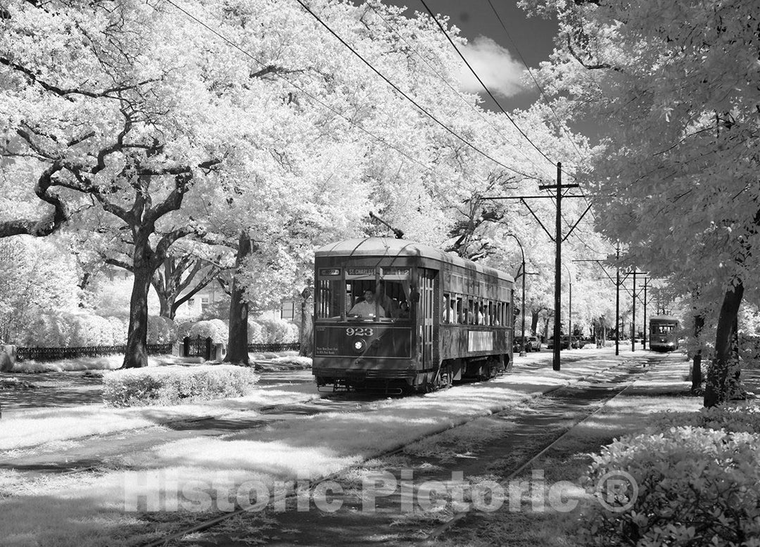 New Orleans, LA Photo - Streetcar, St. Charles Avenue, New Orleans, Louisiana-