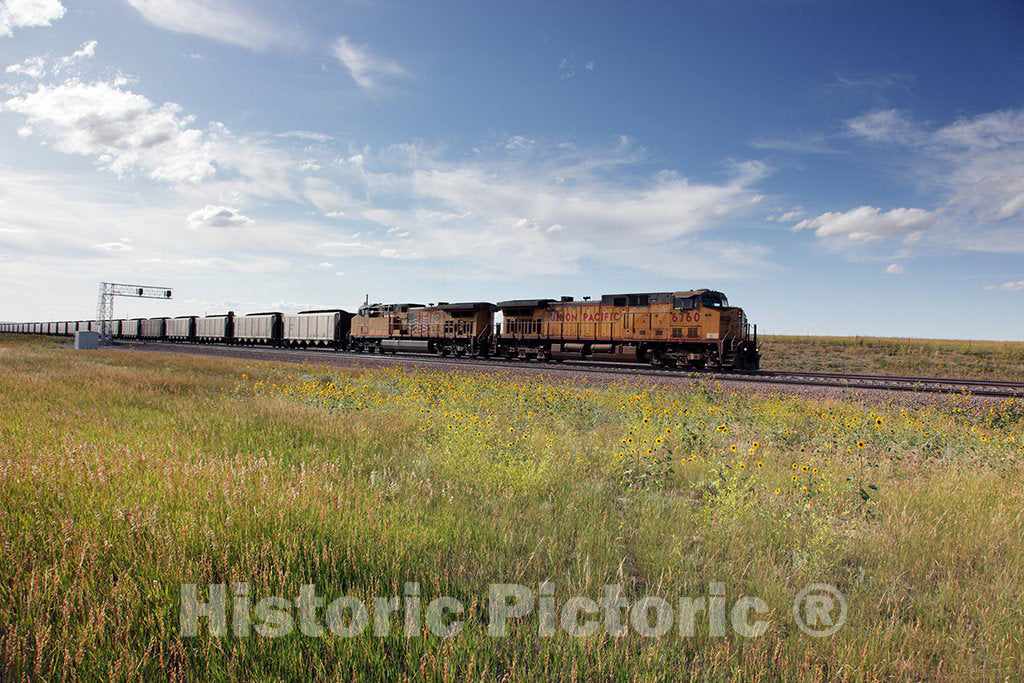 Wyoming Photo - Train Near Casper, Wyoming