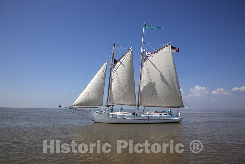 Mobile Bay, AL Photo - Joshua is a Classic 72' Wooden Schooner Sailing on Mobile Bay, Alabama, Under The Command of Captain Carol Bramblett