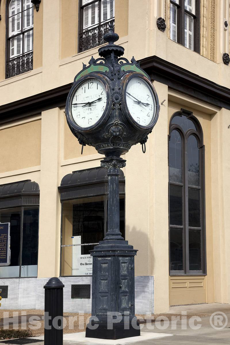 Photo - Historic clock on Fountain Square in Montgomery, Alabama- Fine Art Photo Reporduction