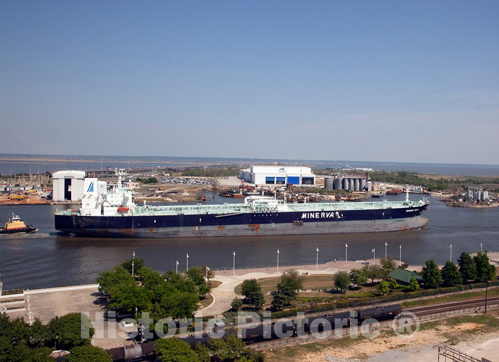 Photo - Ships cruise the harbor at the Mobile, Alabama port- Fine Art Photo Reporduction