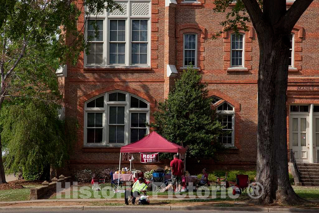 Photo - Tailgate parties are all over the lawn at the University of Alabama A-Game scrimmage, Tuscaloosa, Alabama- Fine Art Photo Reporduction