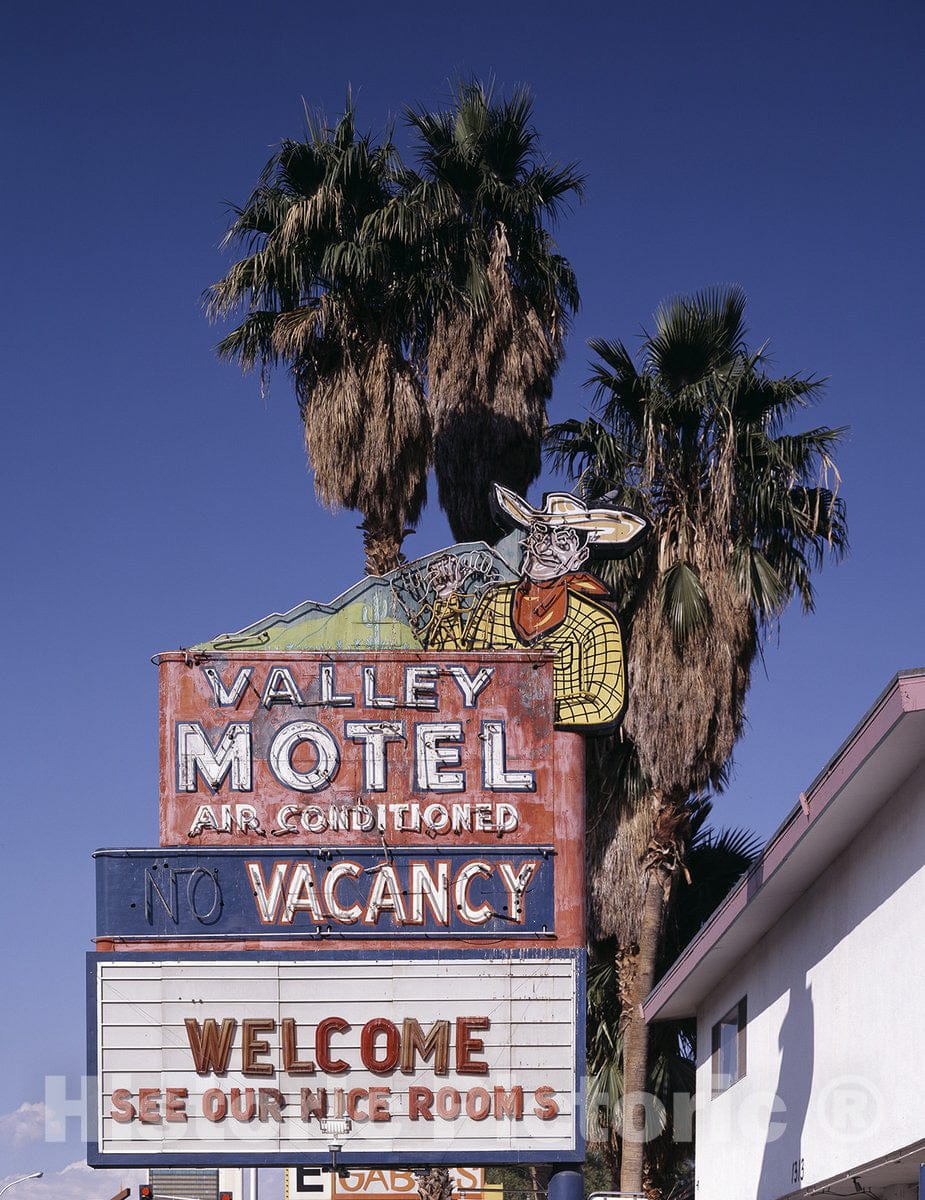 Las Vegas, NV Photo - Old Valley Motel sign on historic Freemont Street-