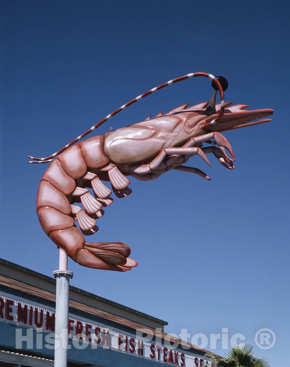 Photo - Galveston seawall shrimp sign, Galveston, Texas- Fine Art Photo Reporduction