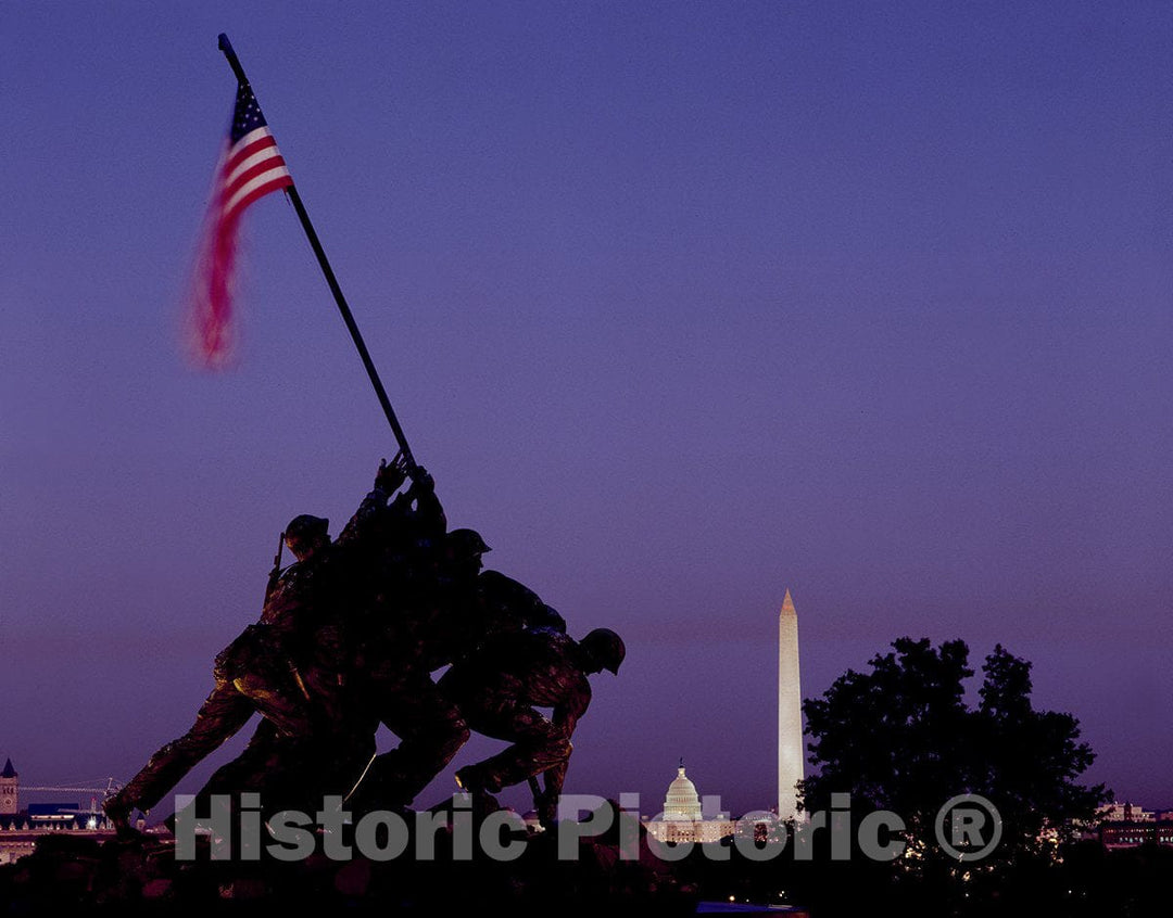 Arlington, VA Photo - Iwo Jima Memorial at Dusk, Washington, D.C.