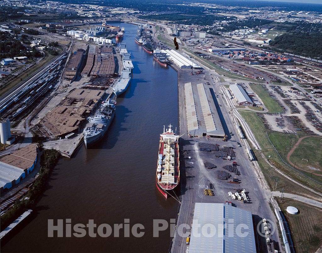 Houston, TX Photo - Aerial View of Ship Channel, Houston, Texas