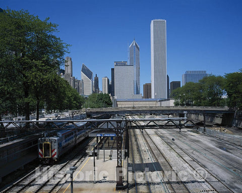 Chicago, IL Photo - Train Comes into The Metra Station in Chicago, Illinois