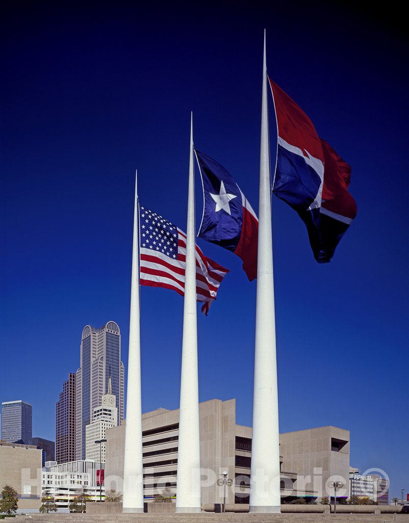 Dallas, TX Photo - Flags at City Hall Plaza, Dallas, Texas