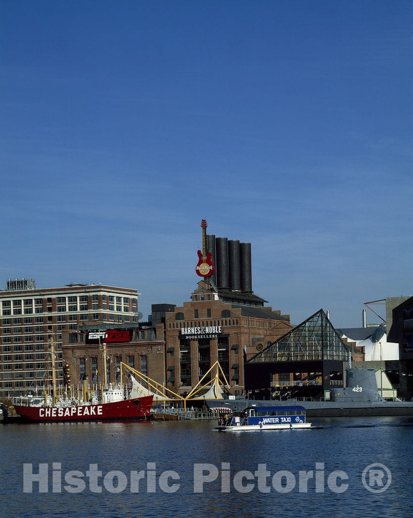 Baltimore, MD Photo - Baltimore's Inner Harbor, Including a View of The Chesapeake Lightship, a Floating Lighthouse That Used to Guide Vessels into The Chesapeake Bay.