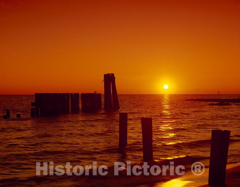 Cape Charles, VA Photo - Sunset on The Chesapeake Bay, not far from Cape Charles on Virginia's Long Eastern Shore Finger of Land That Stretches Down from Maryland