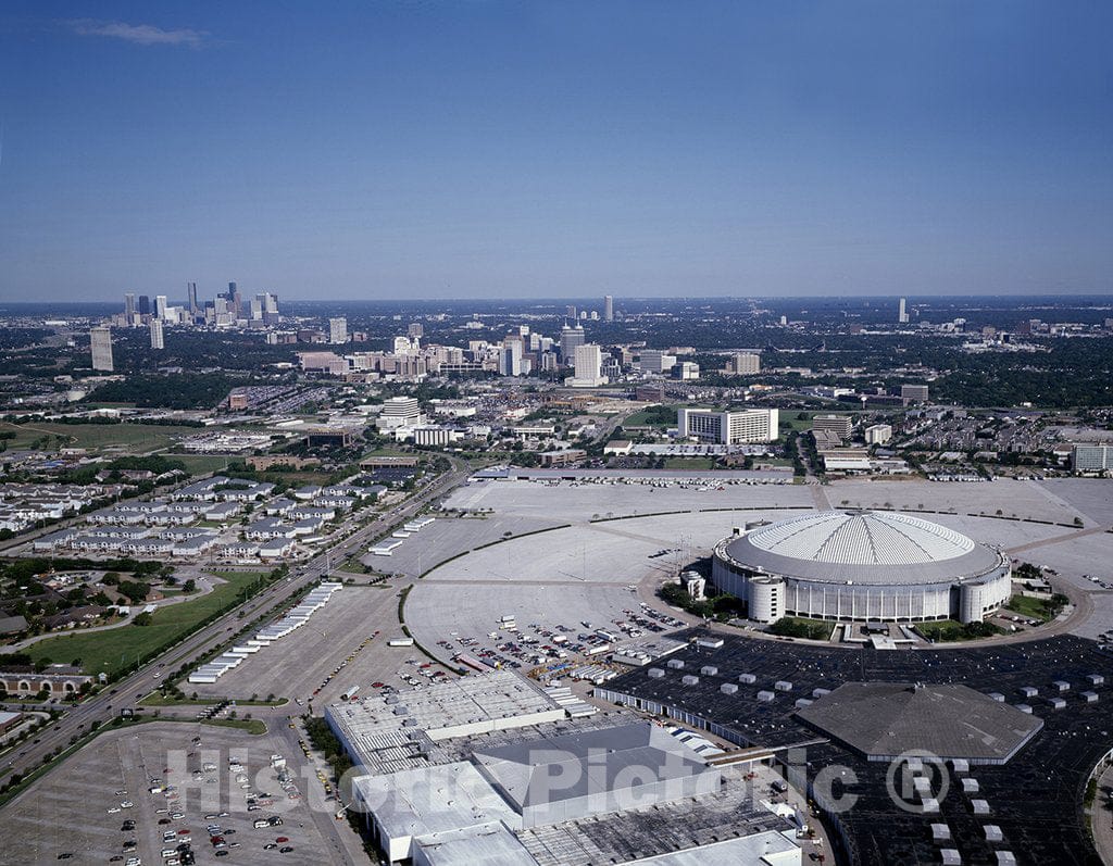 Houston, TX Photo - Aerial View of Houston, Texas, with The Astrodome in The Foreground