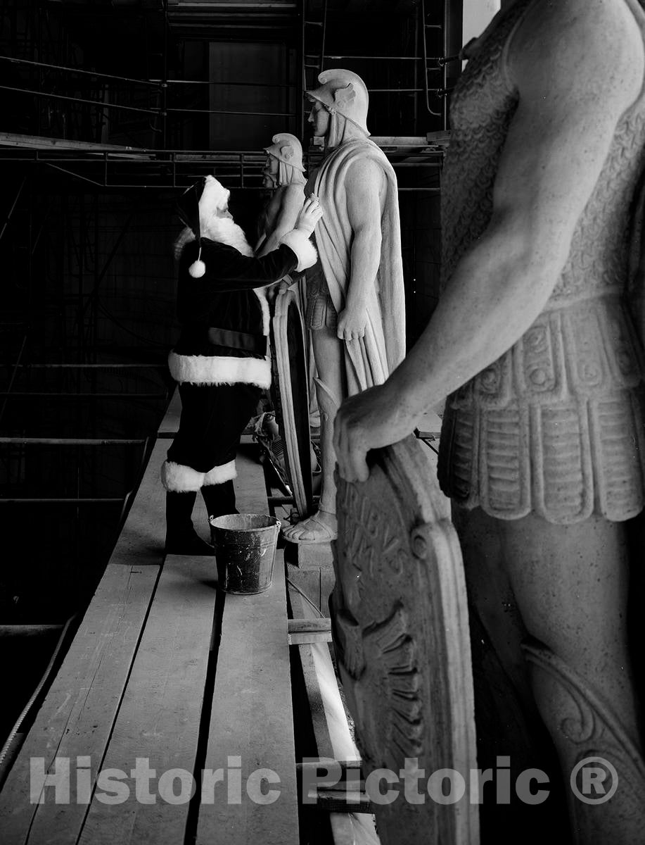 Photo- Santa Cleans Touches up The Centurion Statues in Union Station, Washington, D.C. 1 Fine Art Photo Reproduction