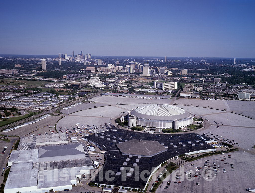 Houston, TX Photo - Aerial View of The Houston, Texas Astrodome, with Downtown in The Distance