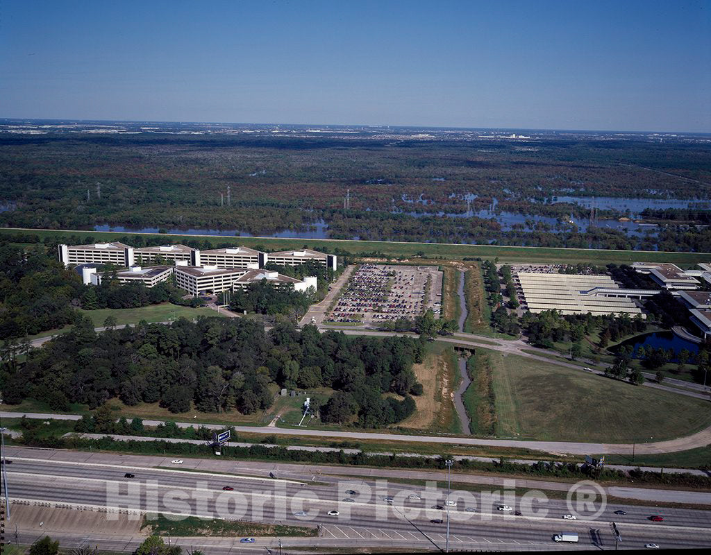 Photo - Aerial View of a Swampy Roadside Outside Houston, Texas- Fine Art Photo Reporduction