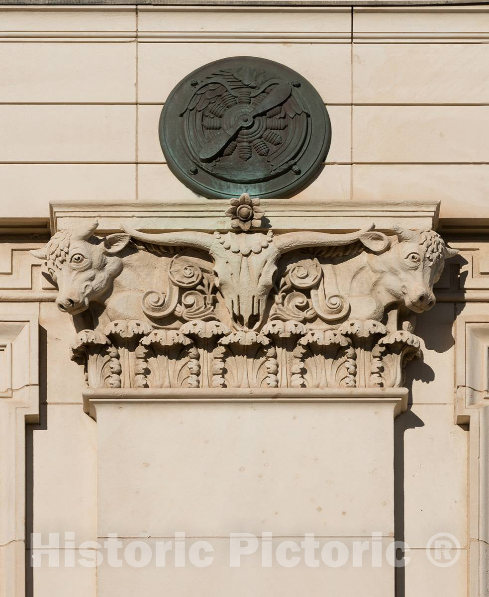 Photo - Detail from The Facade of The U.S. Post Office on Lancaster Avenue in Downtown Fort Worth, Texas- Fine Art Photo Reporduction