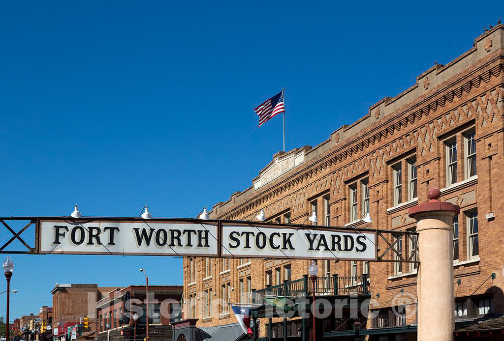 Photo - Sign at the entrance to the Stockyards, a historic livestock-market district in Fort Worth, Texas- Fine Art Photo Reporduction