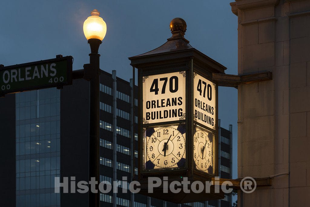 Beaumont, TX Photo - Clock Hanging on The Facade of The 1925 American National Bank Building in Downtown Beaumont, Texas