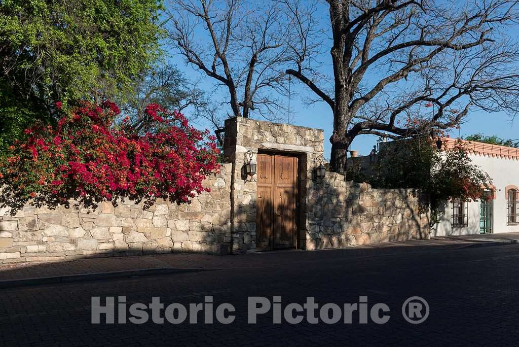 Photo - Colorful Wall and Estate Entrance on San Bernardo Avenue in Laredo, Texas- Fine Art Photo Reporduction