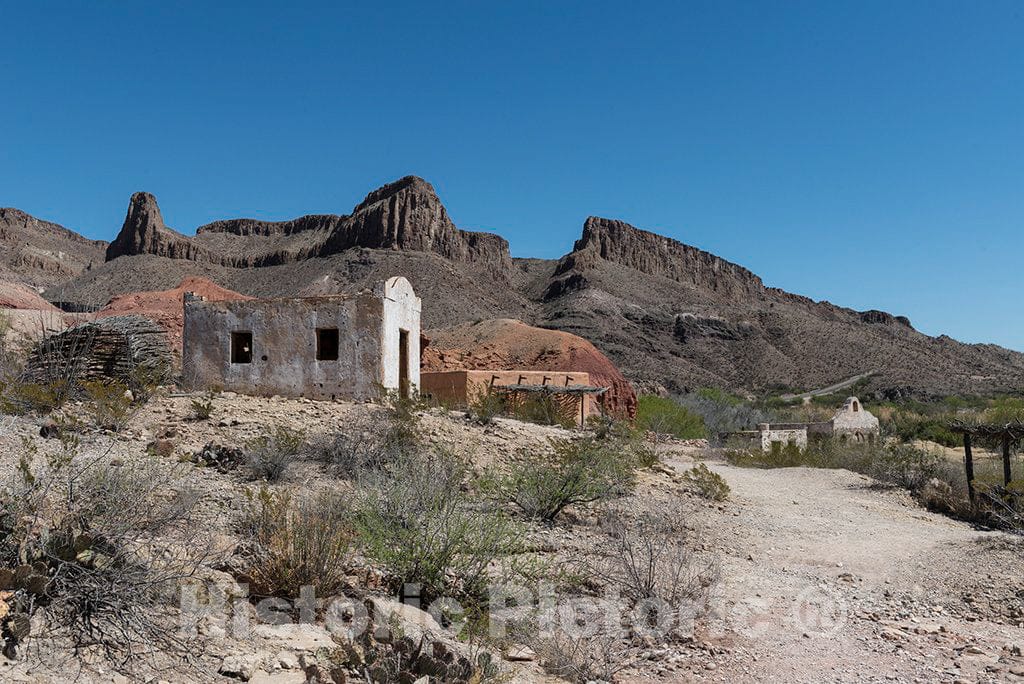 Photo - Part of a much-used, now-abandoned"western" movie set along the Rio Grande River in Big Bend Ranch State Park in lower Brewster County, Texas- Fine Art Photo Reporduction