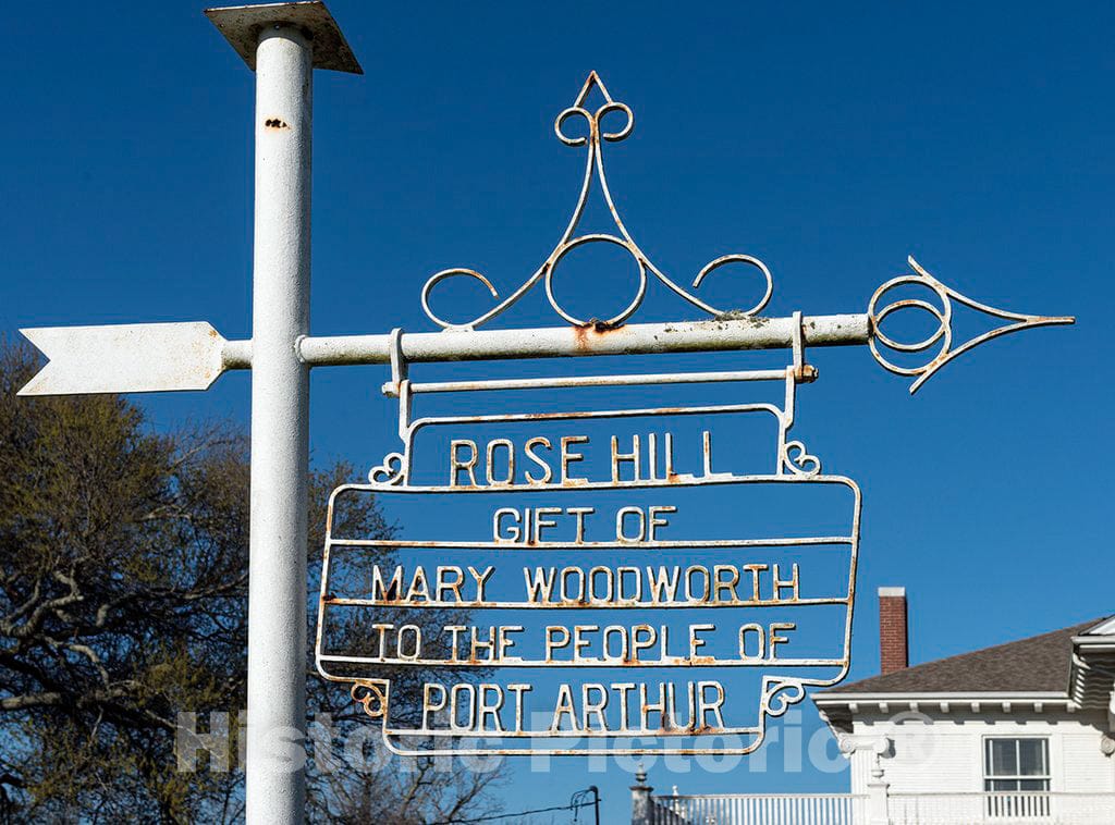 Photo - Sign on The Lawn of Rose Hill Manor, Also Called The Woodworth House, in Port Arthur, Texas- Fine Art Photo Reporduction