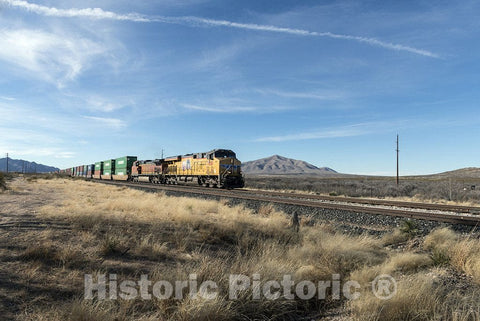 Sierra Blanca, TX Photo - Eastbound Freight Train approaches Sierra Blanca, Now virtually a Ghost Town in Hudspeth County, west Texas