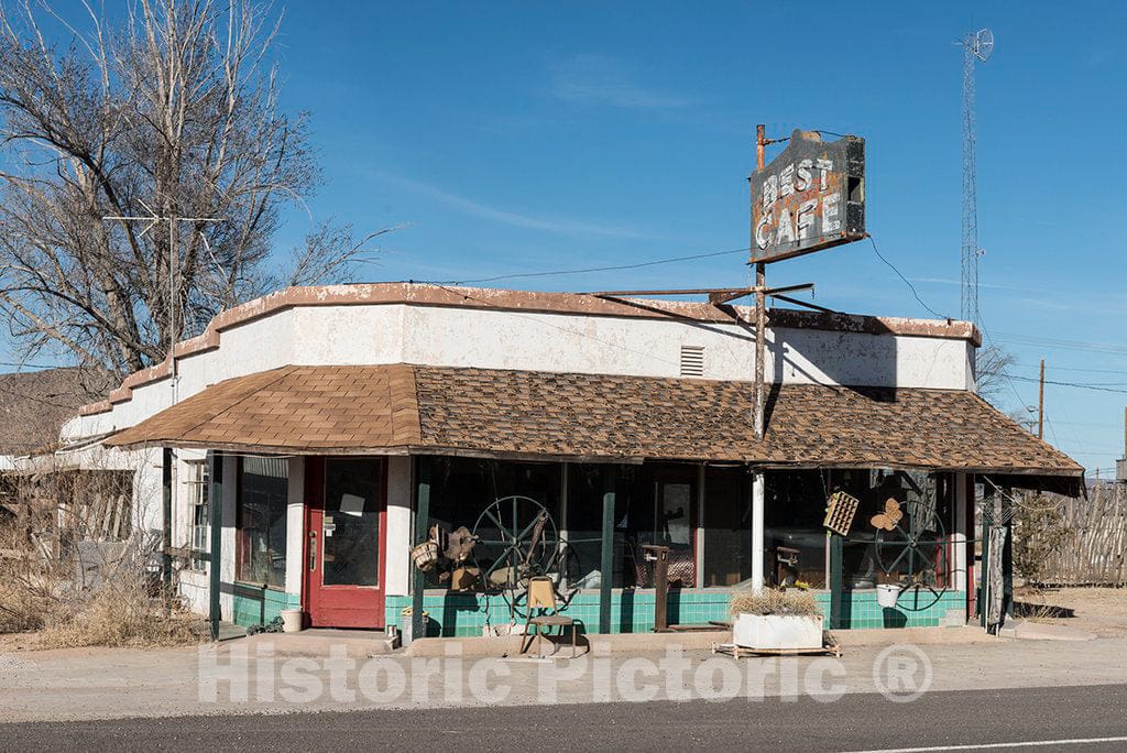 Photo - A Deserted Cafe in Sierra Blanca, Made a Virtual Ghost Town When The Interstate Highway bypassed it in Hudspeth County, Texas- Fine Art Photo Reporduction