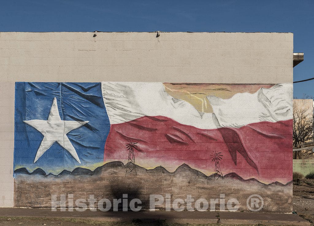 Van Horn, TX Photo - Now-Incomplete Depiction of a Texas Flag on a Building in Van Horn, Texas