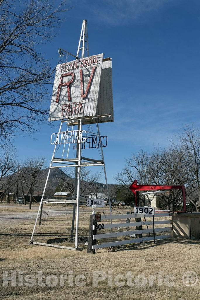 Alpine, TX Photo - Sign for a Camping Park in Alpine in Southwest Texas