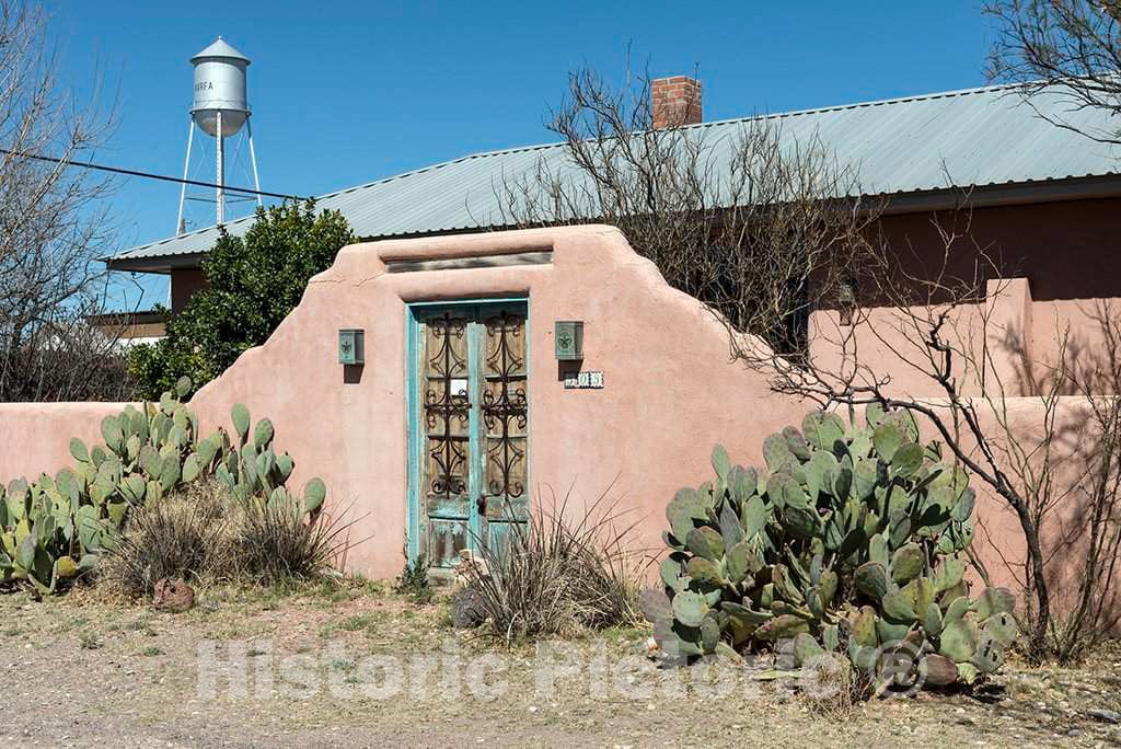 Photo - Prickly-pear Cacti Outside a Modernist Adobe Residence in Marfa, in Presidio County, Texas- Fine Art Photo Reporduction