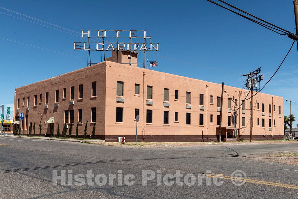 Photo - The historic Hotel El Capitan in Van Horn, the seat of Culberson County, Texas- Fine Art Photo Reporduction