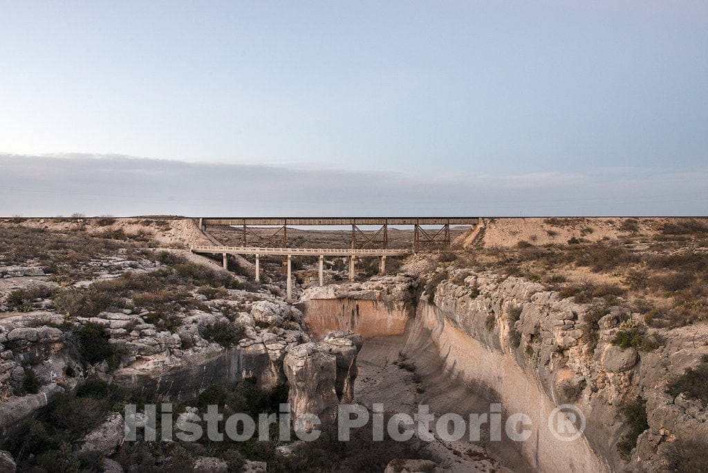 Val Verde County, TX Photo - Bridges over a deep gully in Val Verde County in southwest Texas