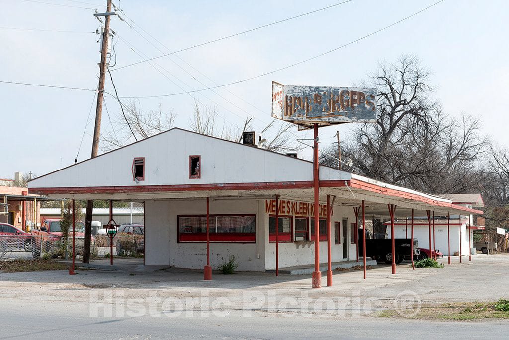 Photo - The remnants of Meme's Kleen Kitchen, a Defunct Hamburger Joint in Del Rio, Texas- Fine Art Photo Reporduction