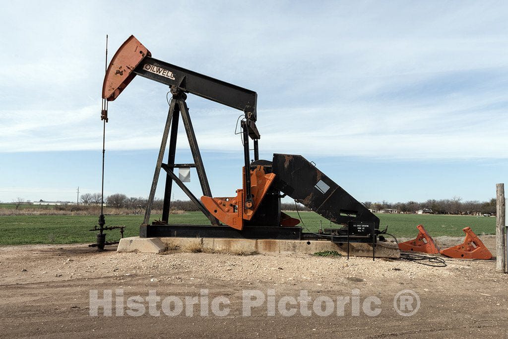 Winters, TX Photo - Colorful"pumpjack," a type of small oil pump that's a common sight in West Texas, along U.S. 83 near the town of Winters in Runnels County, Texas