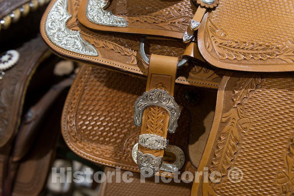 Photo - Part of a Fancy Saddle for Sale at The San Antonio Stock Show and Rodeo in San Antonio, Texas- Fine Art Photo Reporduction