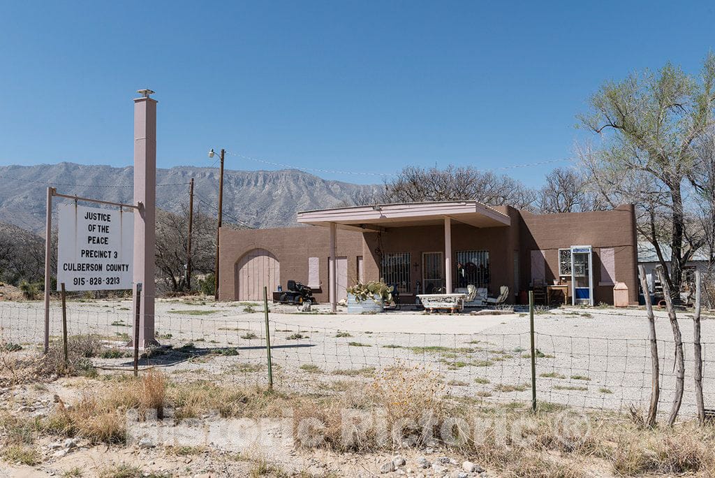 Photograph- A most unusual justice of the peace office in no discernible town just outside Guadalupe Mountains National Park, which is split between Hudspeth and Culberson counties in Texas