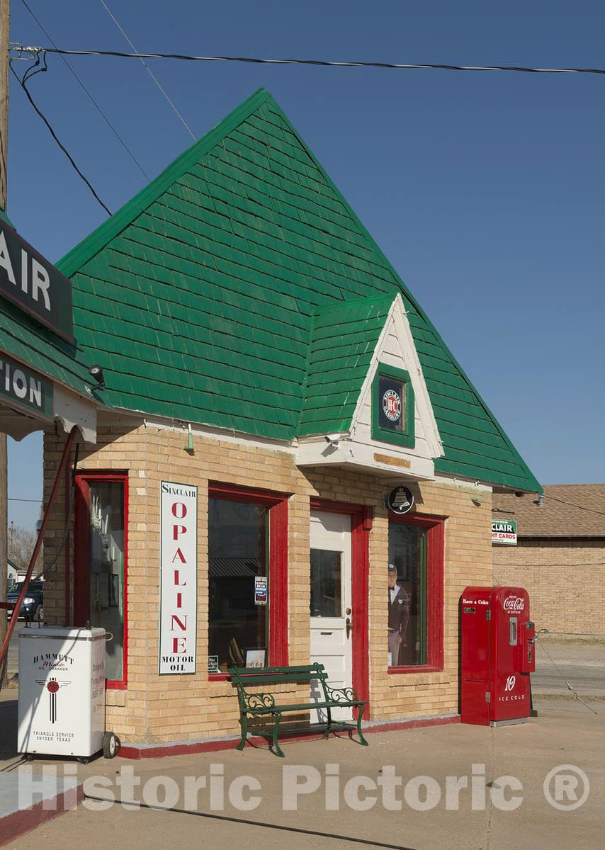 Photo- A Carefully Restored Old Sinclair Gasoline Station in Snyder, The seat of Scurry County, Texas 2 Fine Art Photo Reproduction