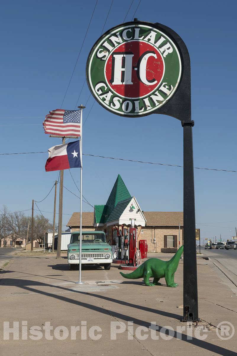 Photo- A carefully restored old Sinclair gasoline station in Snyder, the seat of Scurry County, Texas 1 Fine Art Photo Reproduction