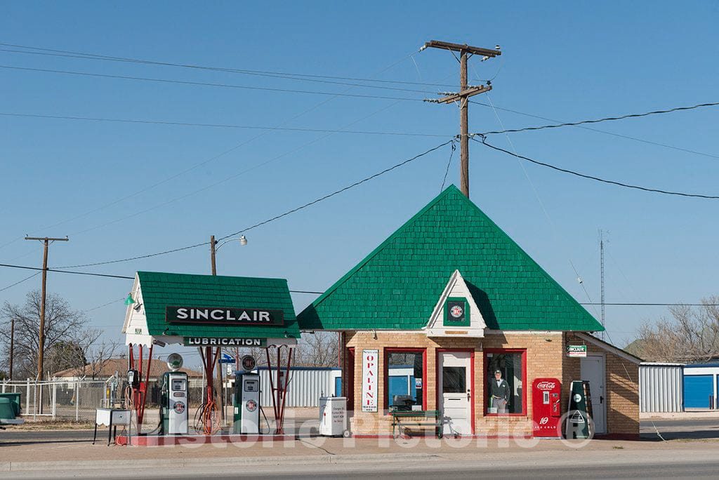 Photo- A Carefully Restored Old Sinclair Gasoline Station in Snyder, The seat of Scurry County, Texas 3 Fine Art Photo Reproduction