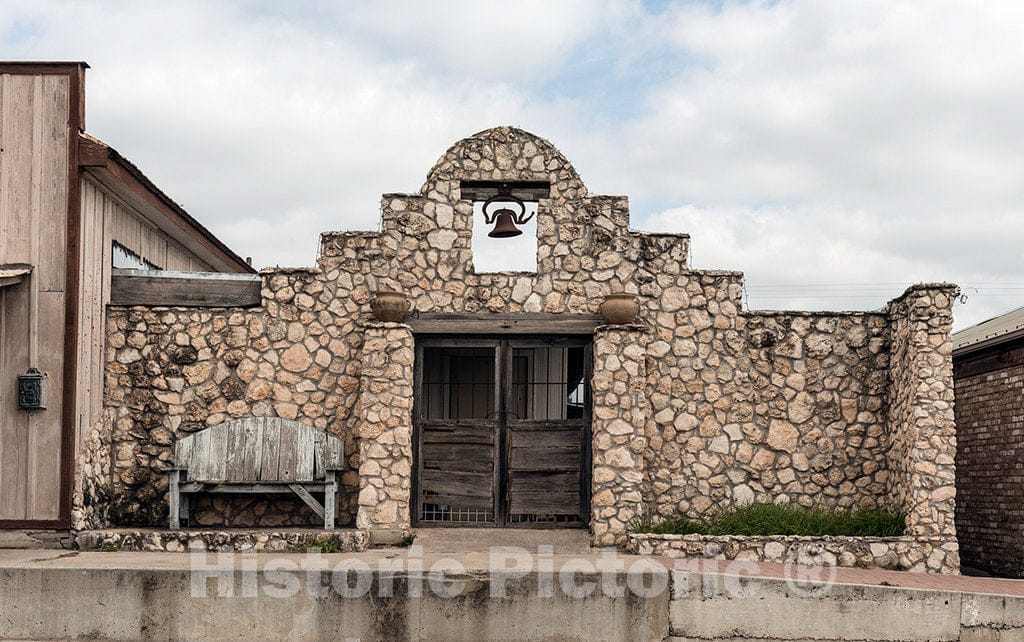 Photo - A Mission-Like Building Made of Vernacular Texas Stone in Rio Grande City, Texas, in Starr County- Fine Art Photo Reporduction