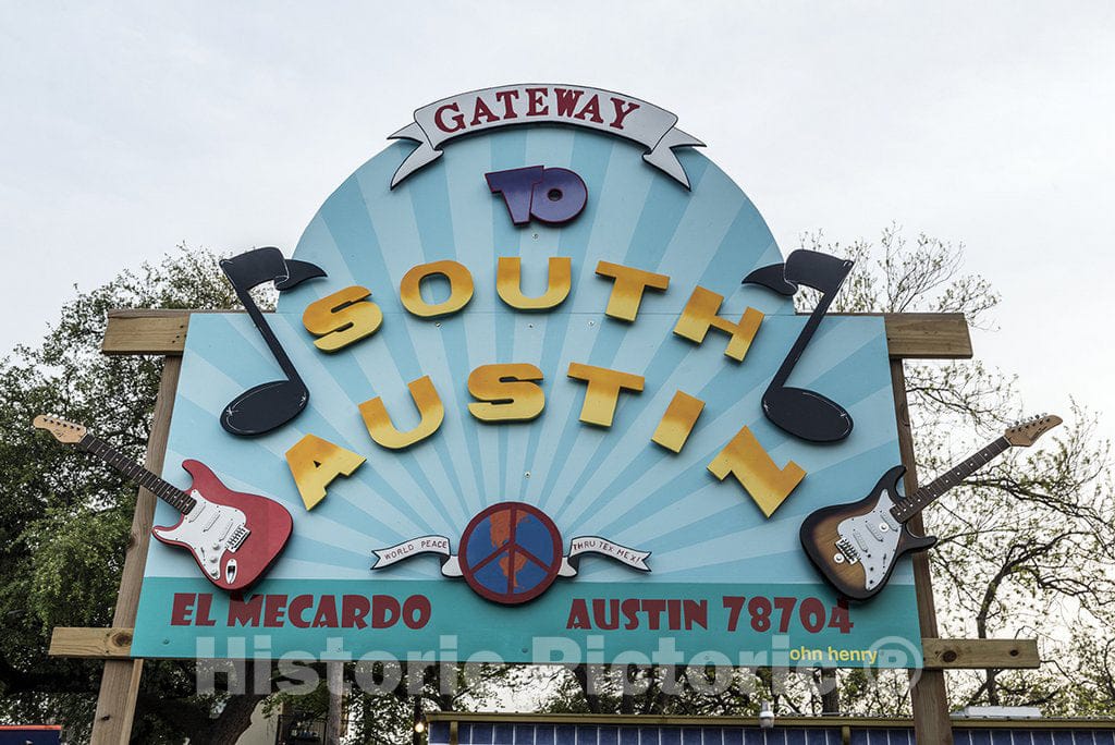 Austin, TX Photo - Sign Above one of Many Small, and in Some Cases Roadside, eateries in South Austin, a Vibrant Neighborhood Below Downtown Austin, Texas