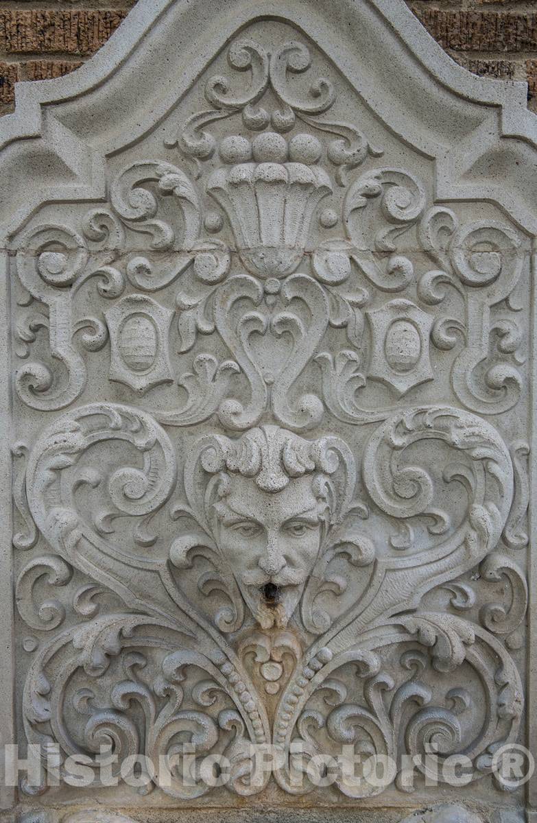 Photo - Detail from The Decorative Terracotta Fountain on The Facade of The Faust Hotel in New Braunfels, Texas, Near San Antonio- Fine Art Photo Reporduction