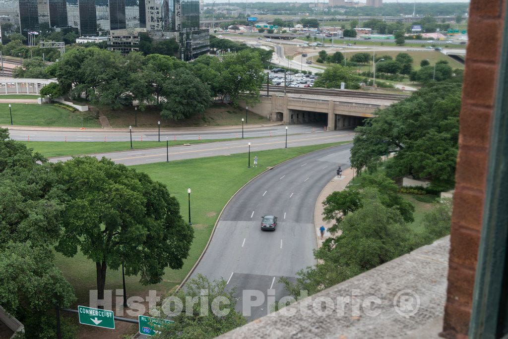 Photo - View, in 2014, of Dealey Plaza from a Seventh-Floor Window of The Texas School Book Depository in Dallas, Texas- Fine Art Photo Reporduction