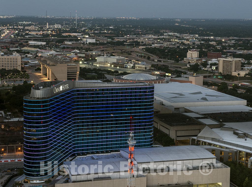 Dallas, TX Photo - View from The Reunion Tower in Dallas, Texas, Focusing on The Omni Hotel