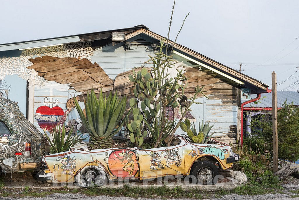 Austin, TX Photo - Wreck as Art Outside The South Austin Museum of Popular Culture, a Center of Funky Art in Austin, Texas