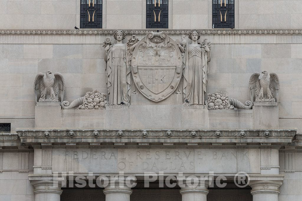 Photo - Entrance to The 1920 Federal Reserve Bank Building in Dallas, Texas- Fine Art Photo Reporduction