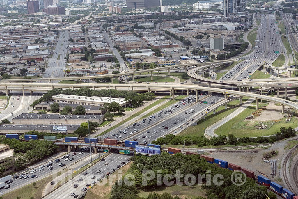 Dallas, TX Photo - View of The Maze of freeways and Railway Lines That Intersect in Downtown Dallas, Texas