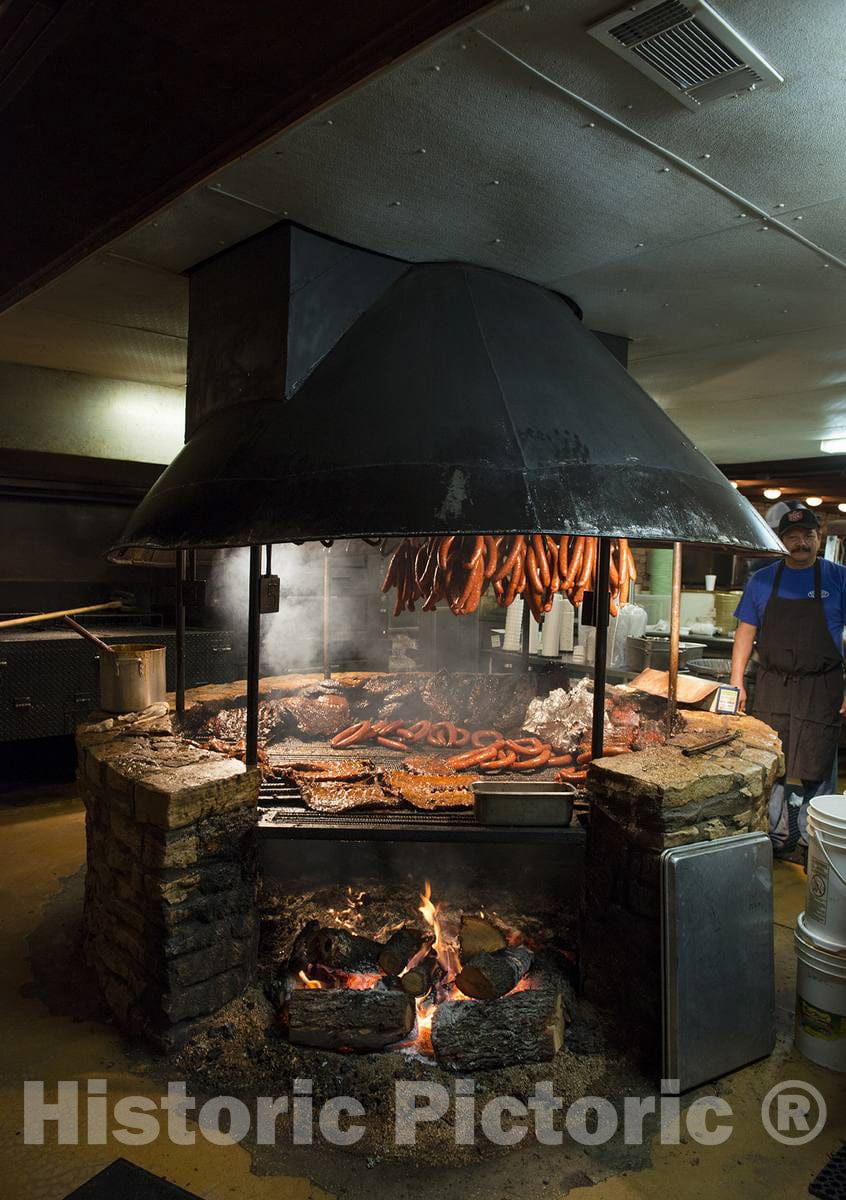 Photo - Barbecue Pit at The Original Salt Lick BBQ, a Barbecue Restaurant in Dripping Springs, in Hays County, Texas, South of Austin- Fine Art Photo Reporduction