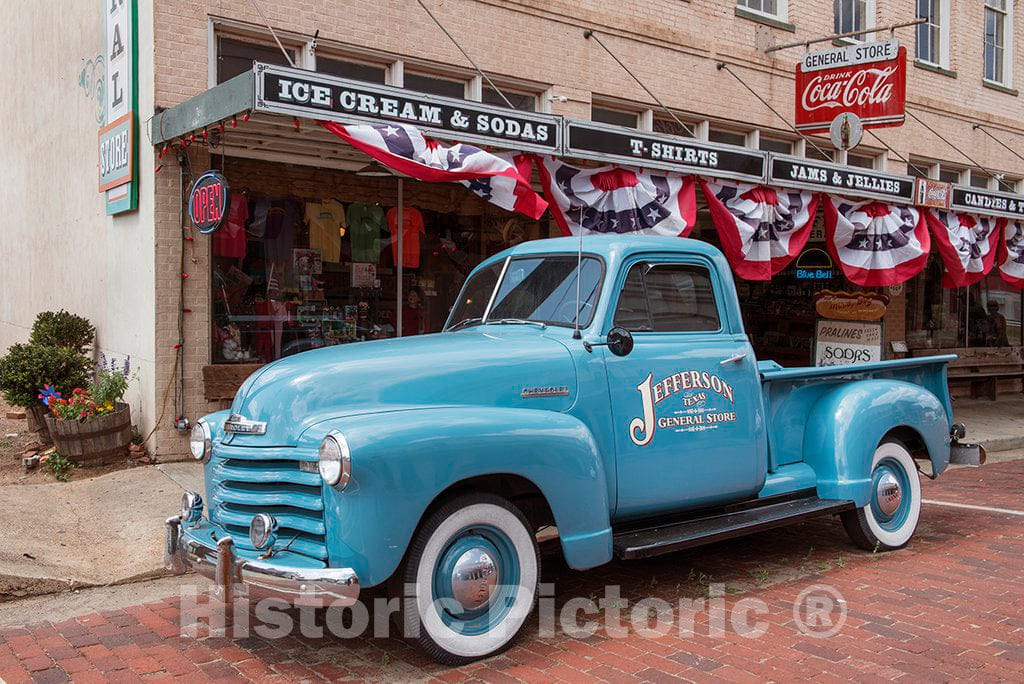 Photograph - A 1950s-vintage truck outside a general store in Jefferson, a town in Marion County in East Texas on whose main street almost every commercial building, and many nearby homes 2